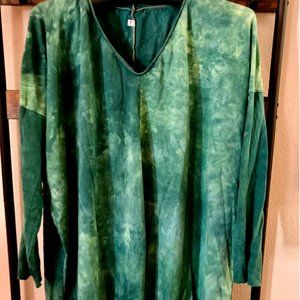 SINEW MOON PINCH OF GRACE OVERSIZED KAFTAN MALACHITE HEMP JERSEY LONG SLEEVE M L